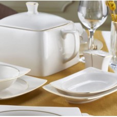 Güral Porselen Caroline 61 Parça 12 Kişilik Kare Bone Yemek Takımı