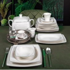 Güral Porselen Caroline 85 Parça 12 Kişilik Kare Bone Yemek Takımı